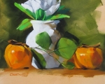Persimmons w/White Flower 12x12