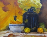Blue Vase with Yellow Flower 24x30